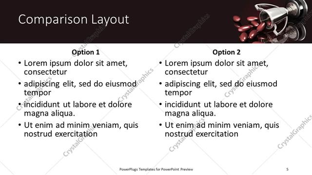 Comparison presentation slide layout