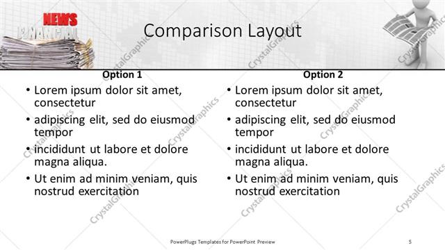 Comparison presentation slide layout