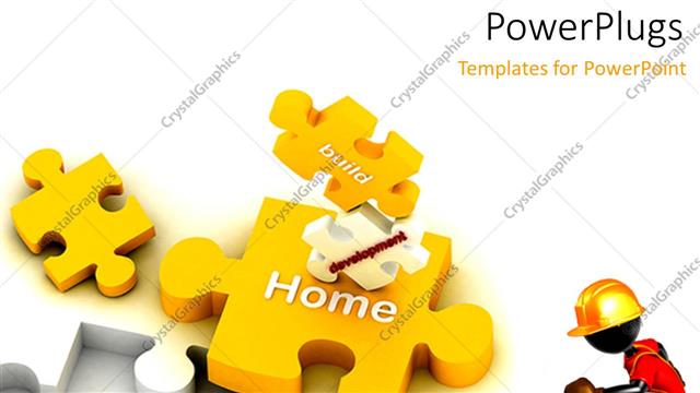  Presentation with construction - 3D man running to complete missing piece in jigsaw puzzle?