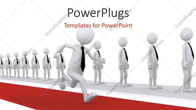  Presentation with way - 3D man running the success way with others lined up on different path