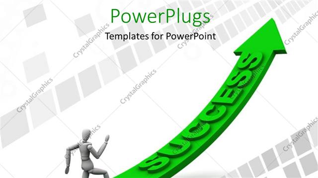  Presentation with path - 3D man running up green success arrow over digital background?