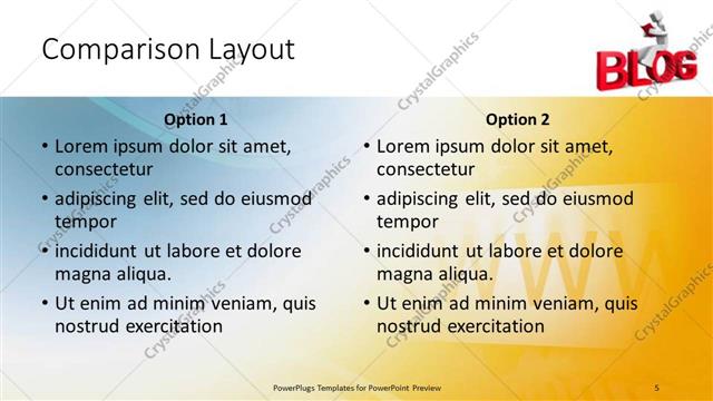 Comparison presentation slide layout