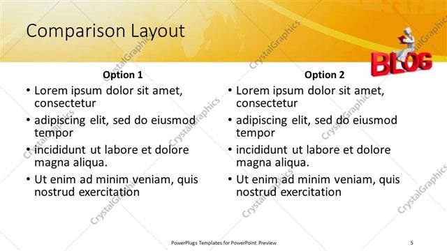 Comparison presentation slide layout