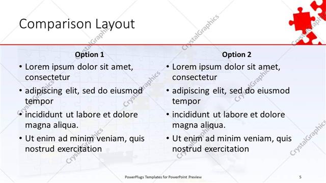 Comparison presentation slide layout