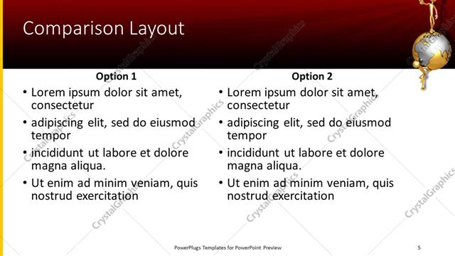 Comparison presentation slide layout