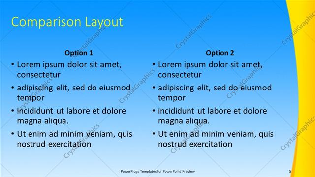 Comparison presentation slide layout