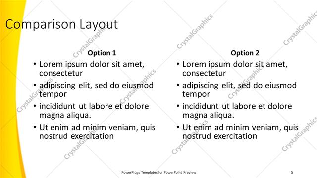 Comparison presentation slide layout