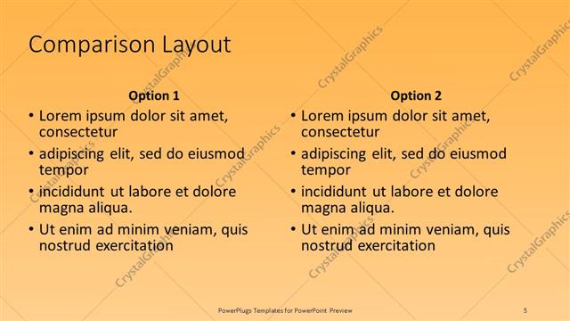 Comparison presentation slide layout