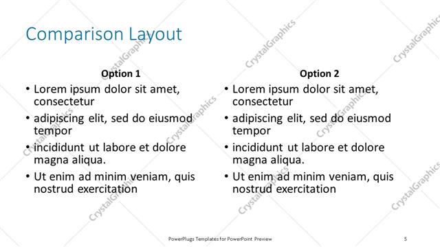 Comparison presentation slide layout