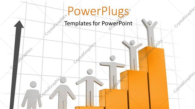  Presentation with growth chart - 3D men standing on bars of success bar chart
