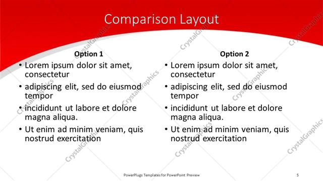 Comparison presentation slide layout