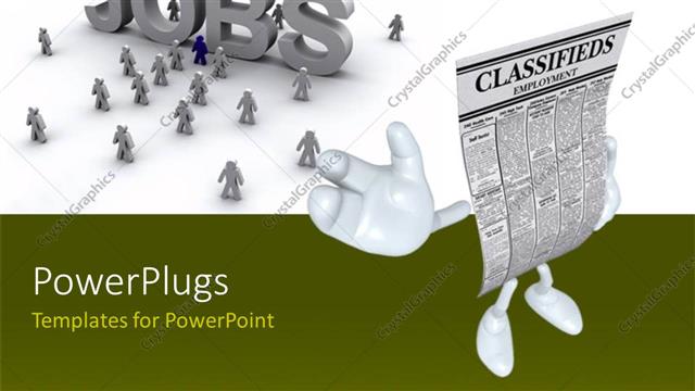  Presentation with character - 3D job seekers on white background with CLASSIFIEDS?employment character?