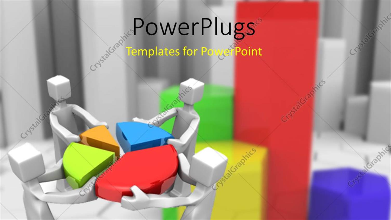 Featuring 3D Men Working as Team Putting Colorful Pie Chart Pieces Together 