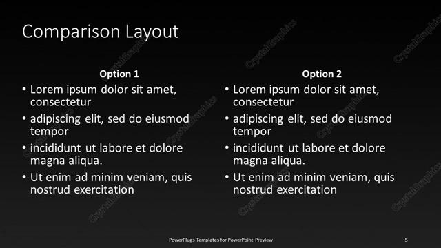 Comparison presentation slide layout