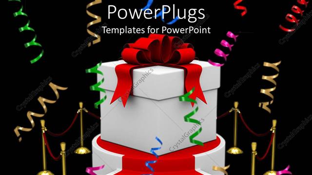  Presentation with gift - A 3D model of a gift box placed on a podium