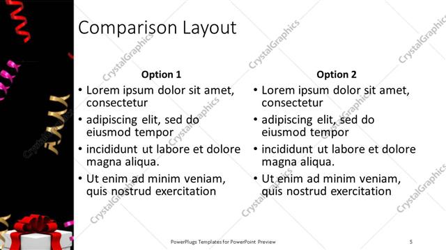 Comparison presentation slide layout