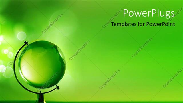  Presentation with green globe - 3D model of green glass globe on green background