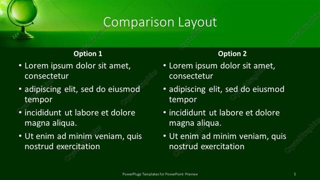 Comparison presentation slide layout