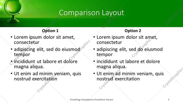 Comparison presentation slide layout