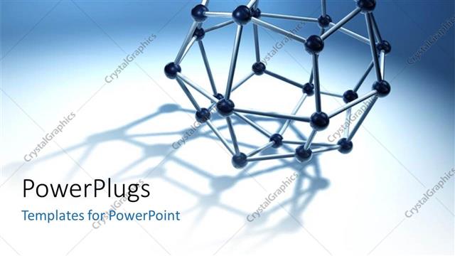  Presentation with molecules - 3D model of molecular structure over blue and white background