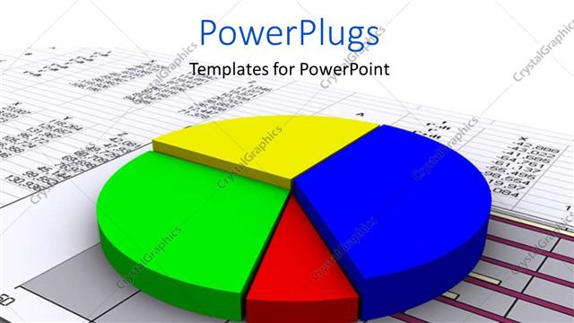  Presentation with pie chart - A 3D multi colored pie chart on a graph paper