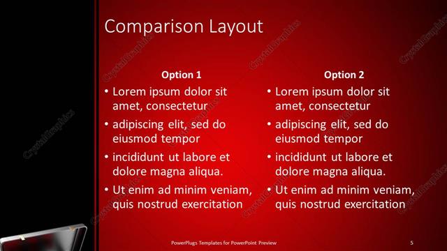 Comparison presentation slide layout