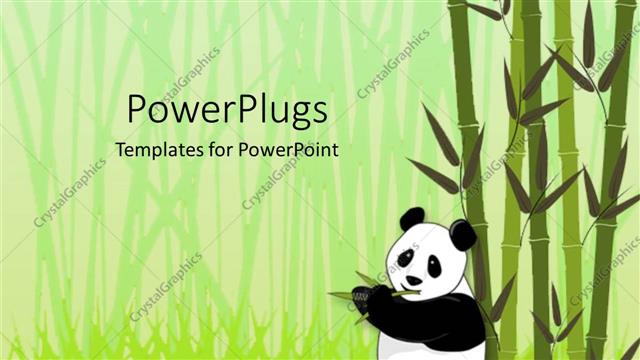  Presentation with book - 3D panda resting on sugar cane stick  eating from sugar cane