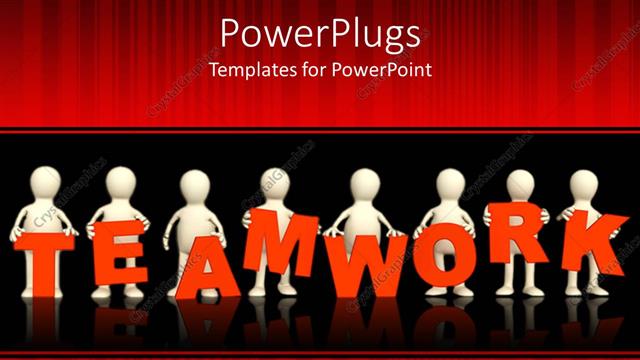  Presentation with letter - 3D people carrying orange letter to form word TEAMWORK