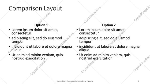 Comparison presentation slide layout