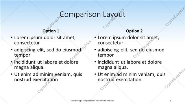 Comparison presentation slide layout