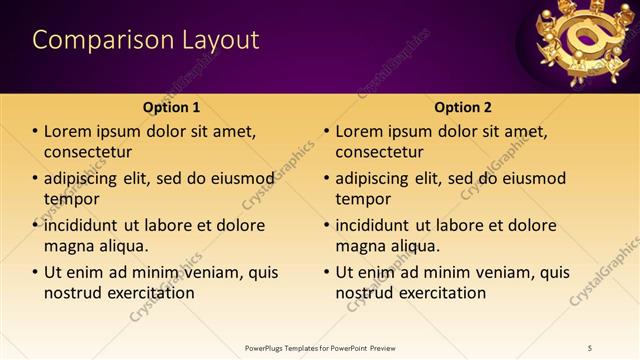 Comparison presentation slide layout