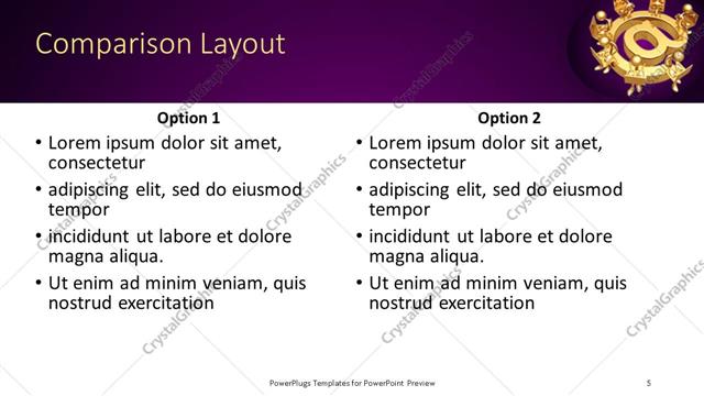 Comparison presentation slide layout