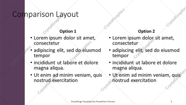 Comparison presentation slide layout