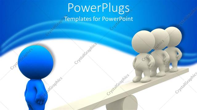  Presentation with seesaw - 3D people standing on seesaw with white background