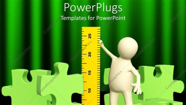  Presentation with measuring - 3D person measuring with a yellow ruler
