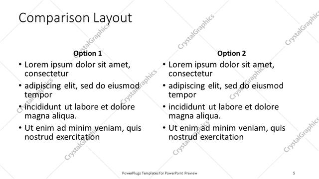 Comparison presentation slide layout