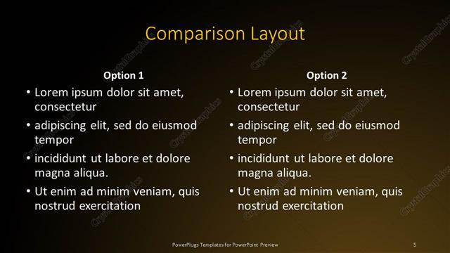 Comparison presentation slide layout
