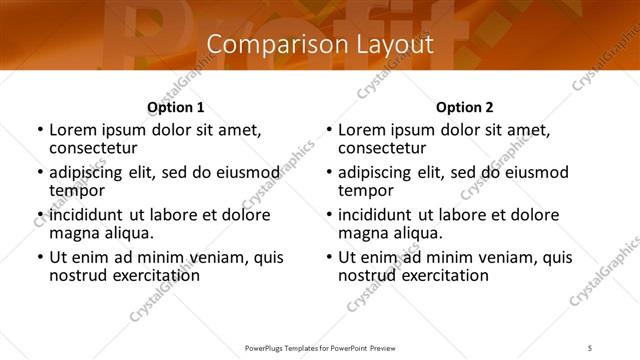 Comparison presentation slide layout