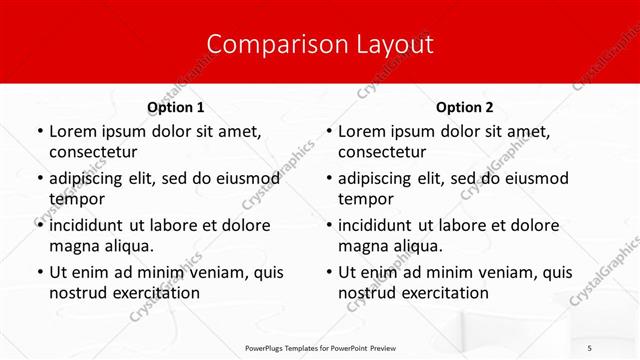 Comparison presentation slide layout