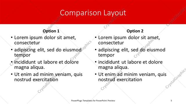 Comparison presentation slide layout