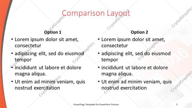 Comparison presentation slide layout