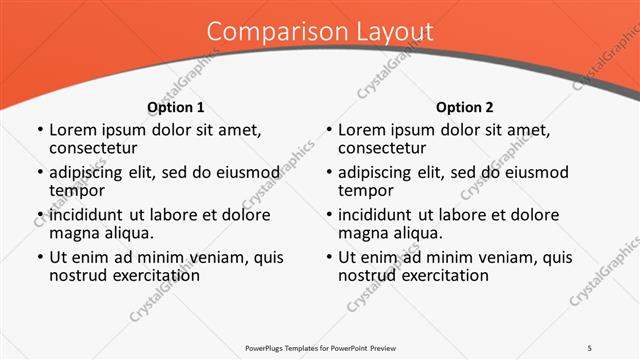 Comparison presentation slide layout