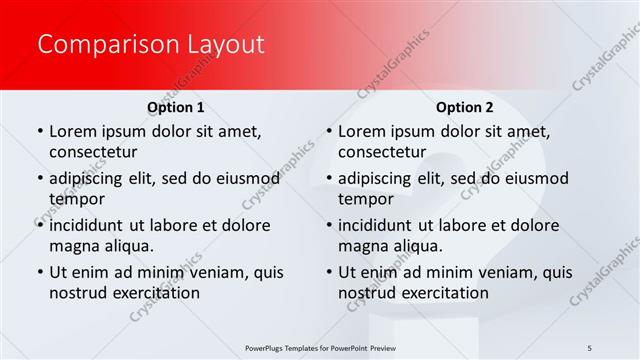 Comparison presentation slide layout