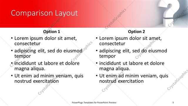 Comparison presentation slide layout