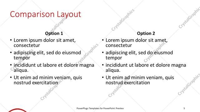 Comparison presentation slide layout
