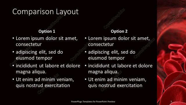 Comparison presentation slide layout