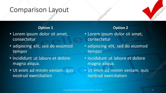 Comparison presentation slide layout