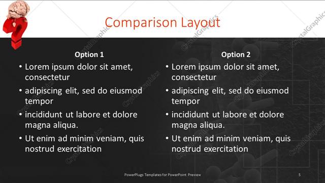 Comparison presentation slide layout