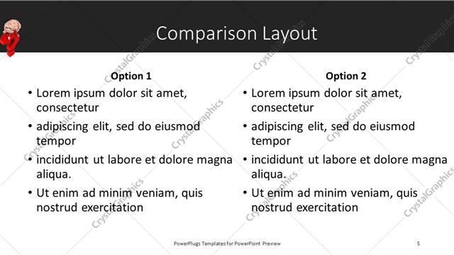 Comparison presentation slide layout