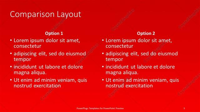 Comparison presentation slide layout